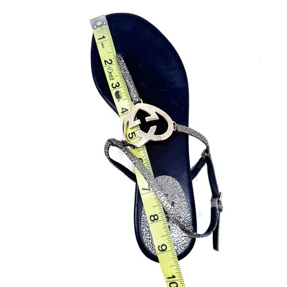 GUCCI GG Black Silver Logo Monogram Ellesmere Heart Designer Vintage Sandals 36 - Picture 9 of 10